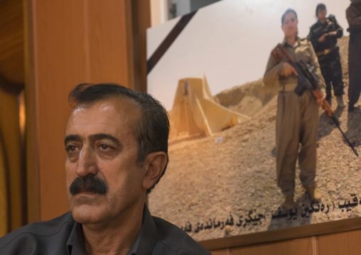 Yousuf Majid With A Picture Of His Dead Daughter, Peshmerga Captain Rangin Yousuf, Sulaymaniyah, Kurdistan, Iraq
