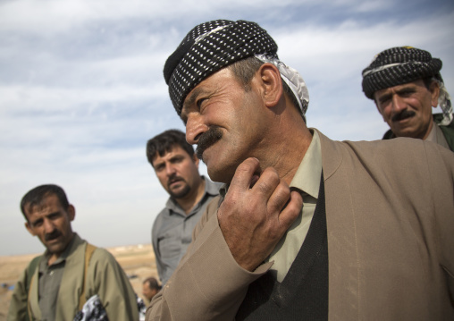 Kurdish Peshmergas Veteran Showing A Wound On His Neck, Kirkuk, Kurdistan, Iraq