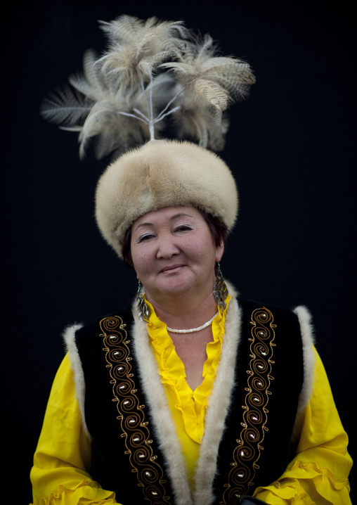 Woman Wearing Traditional Clothes And Hat, Saralasaz Jailoo, Kyrgyzstan