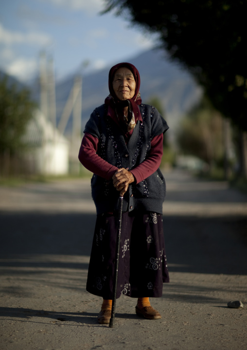 Old Woman With Headscarf In Kochkor, Kyrgyzstan