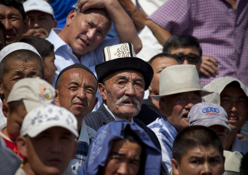 Audience Of Men Watching A Horse Game Competition On National Day, Bishkek, Kyrgyzstan