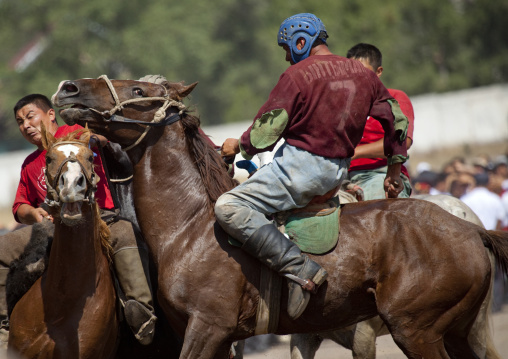 Men Competing In A Horse Game For National Day, Bishkek, Kyrgyzstan