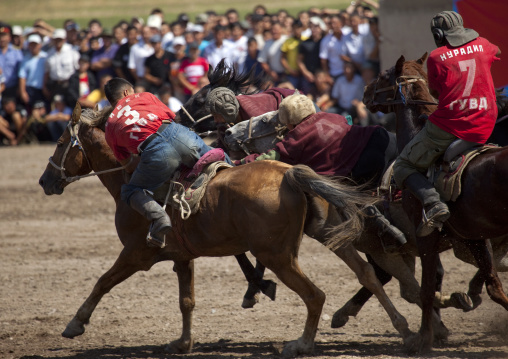 Men Competing In A Horse Game For National Day, Bishkek, Kyrgyzstan