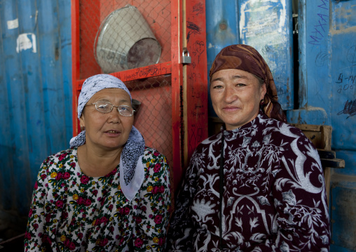 Women With Headscarves In Dordoi Market, Bishkek, Kyrgyzstan