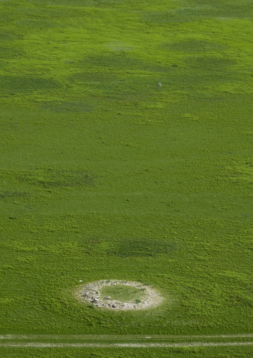 Former Yurt Place In The Steppe, Kyrgyzstan