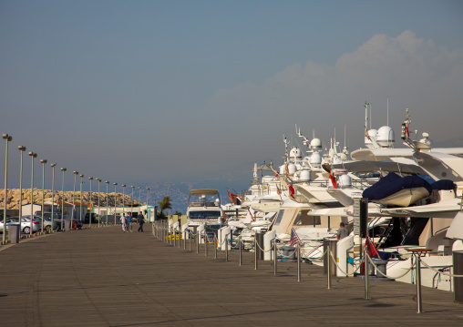 Luxury boats in marina yacht club, Beirut Governorate, Beirut, Lebanon