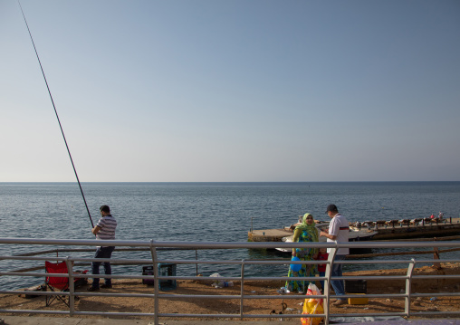 Man fishing in the corniche, Beirut Governorate, Beirut, Lebanon