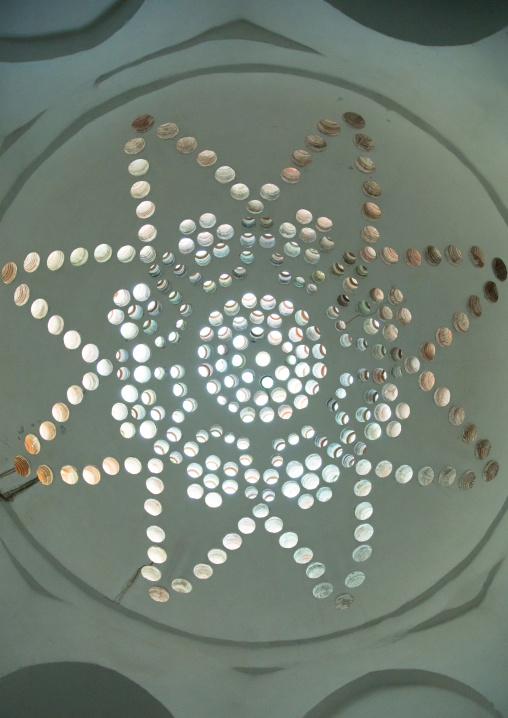 Ceiling with its intricate and elaborate patterns and internal stainless glass dome in Ezzeddine hamam, North Governorate, Tripoli, Lebanon