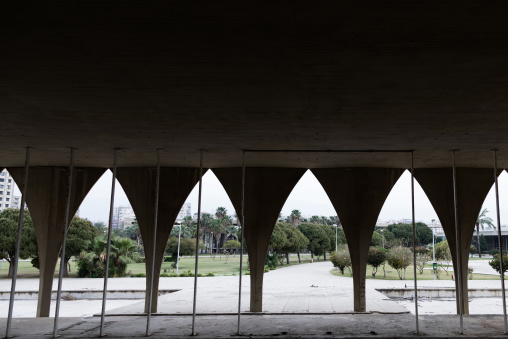 The lebanese pavillon at the Rachid Karami international exhibition center designed by brazilian architect Oscar Niemeyer, North Governorate, Tripoli, Lebanon