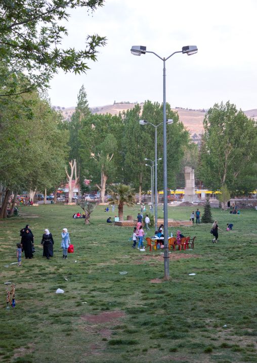 Families having rest in a park, Beqaa Governorate, Baalbek, Lebanon