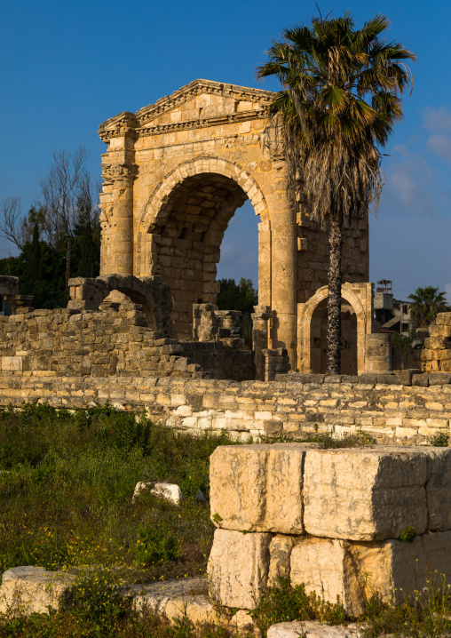 Roman triumphal arch in al Bass site, South Governorate, Tyre, Lebanon