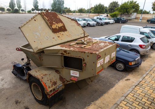 Israeli vehicule in the war museum operated by Hezbollah called the tourist landmark of the resistance or museum for resistance tourism, South Governorate, Mleeta, Lebanon
