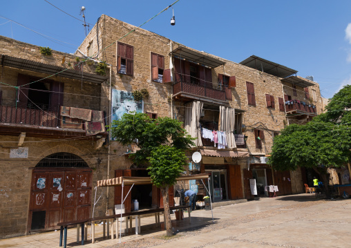 Old houses in the main square, South Governorate, Sidon, Lebanon