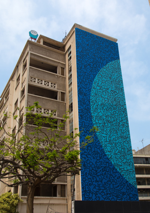 Giant fresco on a building, Beirut Governorate, Beirut, Lebanon