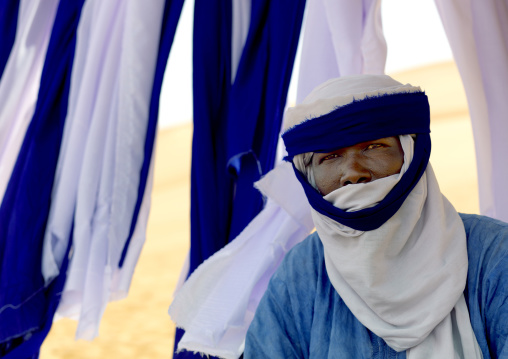 Portrait of a tuareg man selling turbans, Fezzan, Umm al-Maa, Libya