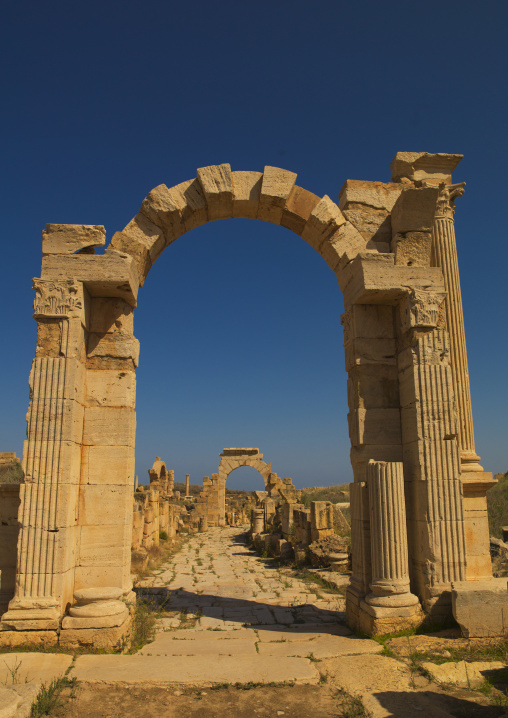 Leptis magna alley , Tripolitania, Khoms, Libya