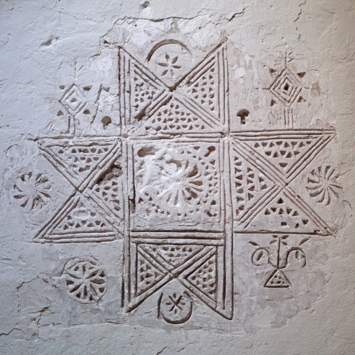 Berber eight-pointed star decoration on a wall, Tripolitania, Ghadames, Libya