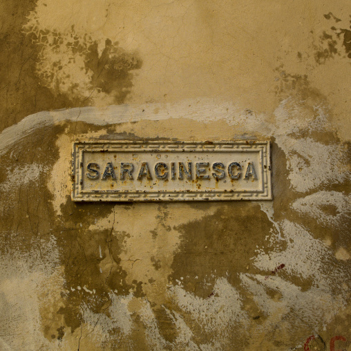 Old italian sign on the wall, Tripolitania, Tripoli, Libya