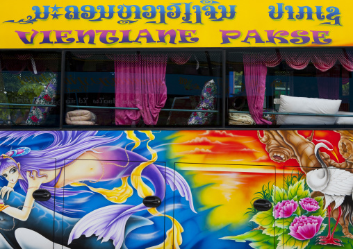 Thailand tourist bus, Pakse, Laos