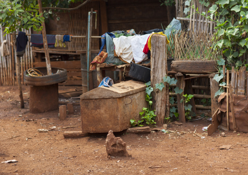 Coffin in a bru minority village, Katou, Laos