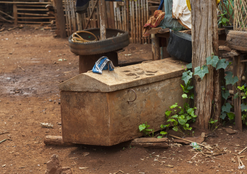 Coffin in a bru minority village, Katou, Laos
