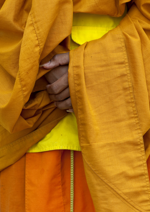 Buddhist monk hands, Nam deng, Laos