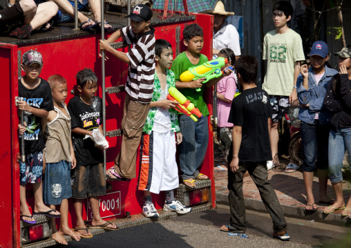 Kids during pii mai lao new year celebration, Luang prabang, Laos