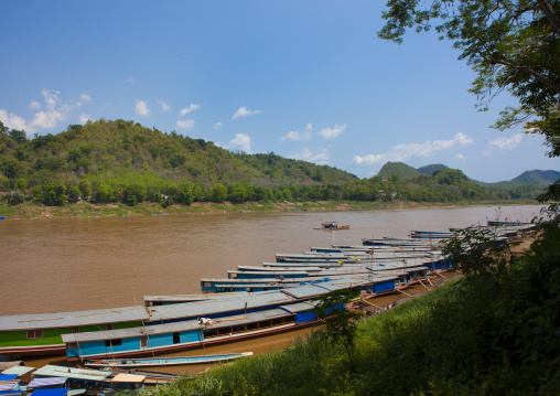 Boats on mekong river, Luang prabang, Laos