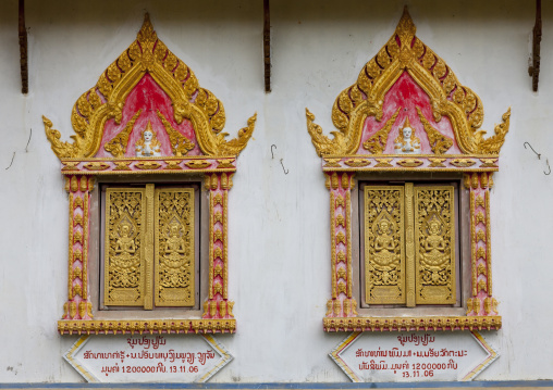 Windows of a temple, Phonsavan, Laos