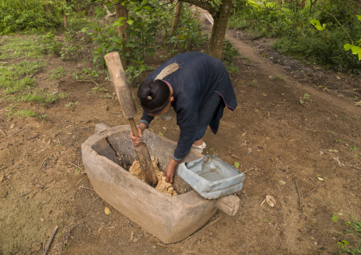 Lantaen minority woman making paper, Nam deng, Laos