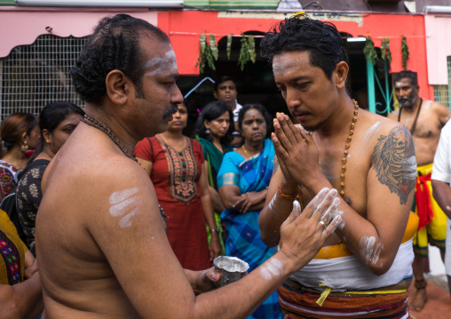 Hindu Devotee Praying In Annual Thaipusam Religious Festival In Batu Caves, Southeast Asia, Kuala Lumpur, Malaysia