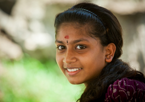 Portrait Of A Girl In Batu Caves In Annual Thaipusam Religious Festival, Southeast Asia, Kuala Lumpur, Malaysia