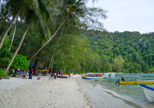Boats On Monkey Beach In Nan National Park, Penang Island, George Town, Malaysia