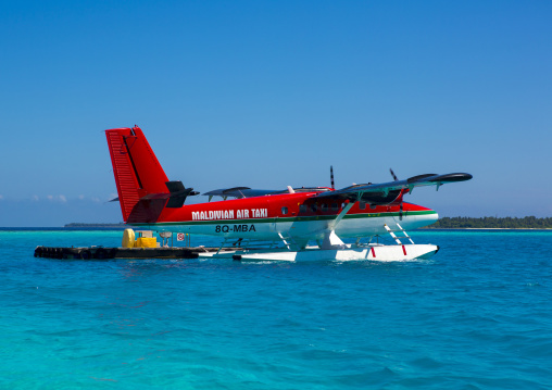 Maldivian Air Taxi Seaplane At Soneva Fushi Hotel Airport, Baa Atoll, Maldives