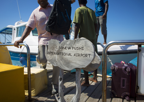 Tourists Arriving At Soneva Fushi Hotel Airport, Baa Atoll, Maldives