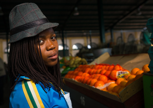 Woman With A Hat In Mercado Central, Maputo, Maputo City, Mozambique