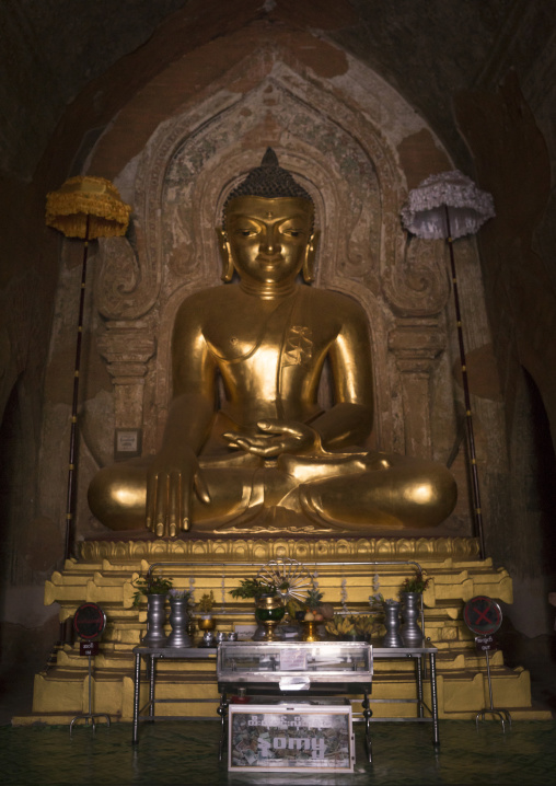Golden Buddha Inside A Temple, Bagan, Myanmar