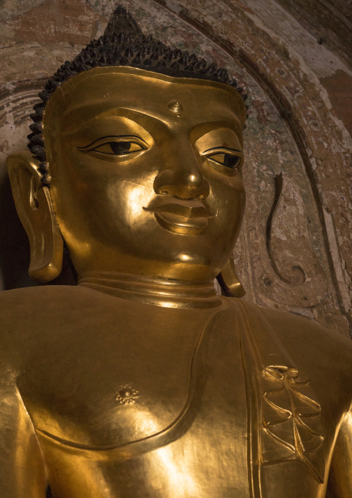 Golden Buddha Inside A Temple, Bagan, Myanmar