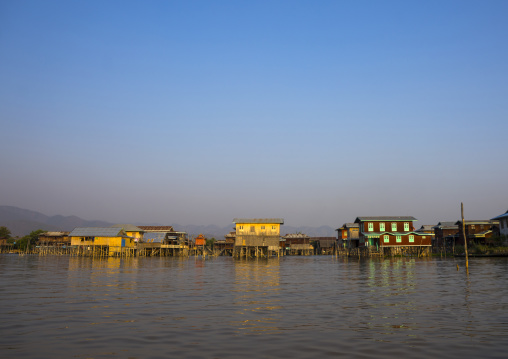 Stilt Houses In Local Village, Inle Lake, Myanmar