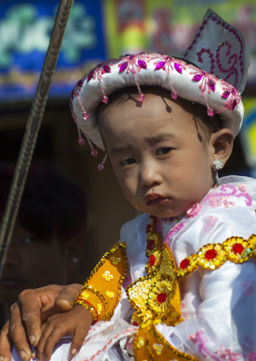 Child During A Novitiation Parade, Bagan,  Myanmar