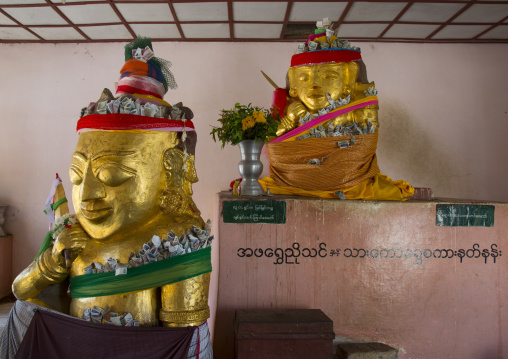 Golden Statues In Shwe Zigon Paya Temple, Bagab, Myanmar