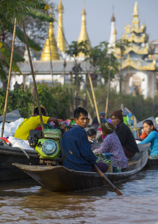 Man Rowing In A Boat, Inle Lake, Myanmar