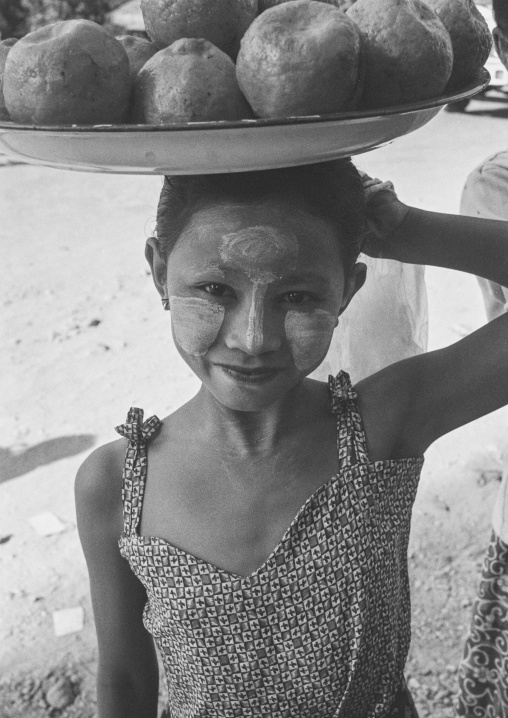 Burmese Girl Selling Coconuts, Ngapali, Myanmar