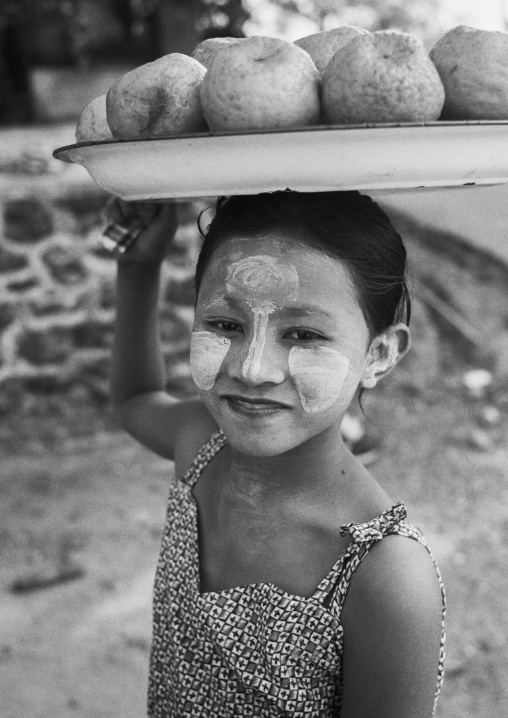 Burmese Girl Selling Coconuts , Ngapali, Myanmar