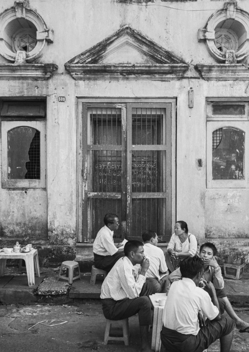 Men Eating In The Old Colonial Dictrict, Yangon, Myanmar