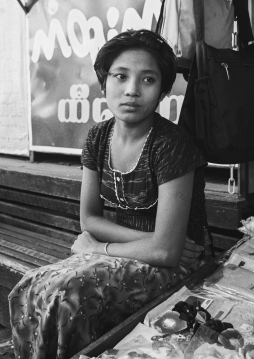 Young Burmese Woman With Thanaka, Yangon, Myanmar
