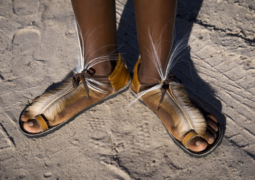 Shoes Made With Springbock Skin, Ongula, Namibia