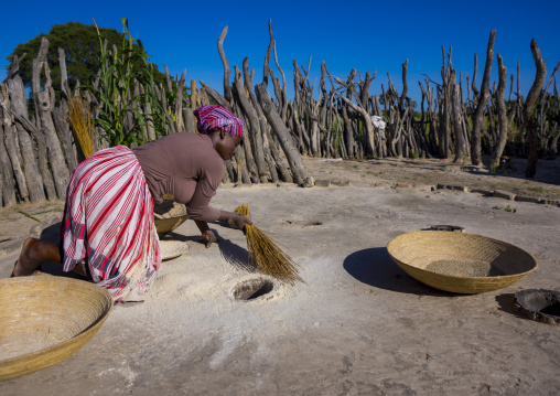 Ovambo Woman With Traditionnal Clothing, Ondangwa, Namibia