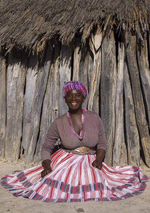 Ovambo Woman With Traditionnal Clothing, Ondangwa, Namibia