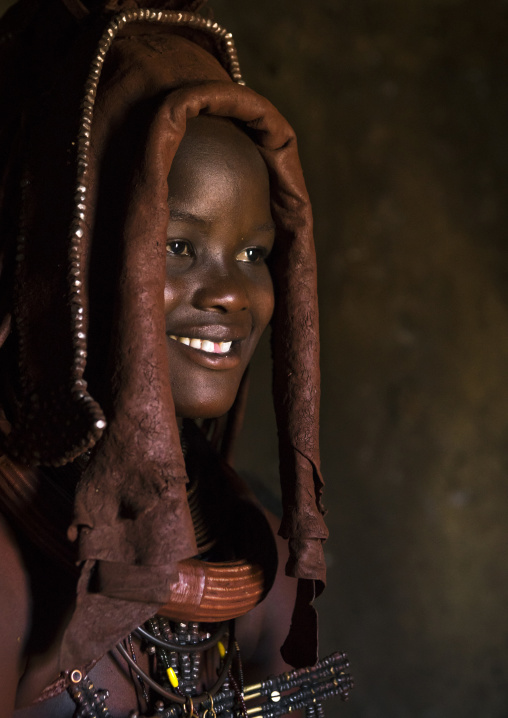Woman Wearing Wedding Headdress In Himba Tribe, Epupa, Namibia